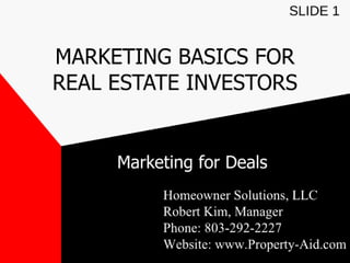 Marketing for Real Estate Investors