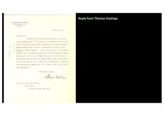 Reply from Thomas Hastings
 