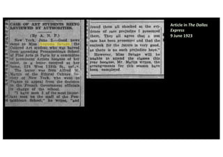 Article in The Dallas
Express
9 June 1923
 