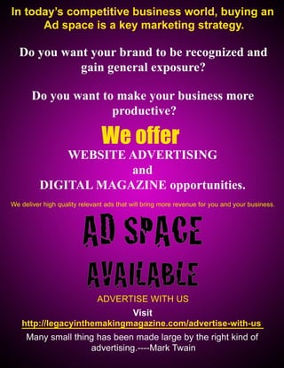 Legacy Magzaine Summer issue