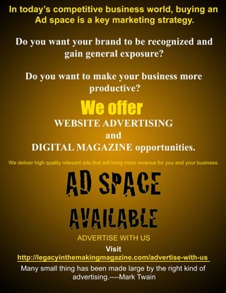 Legacy Magzaine Summer issue