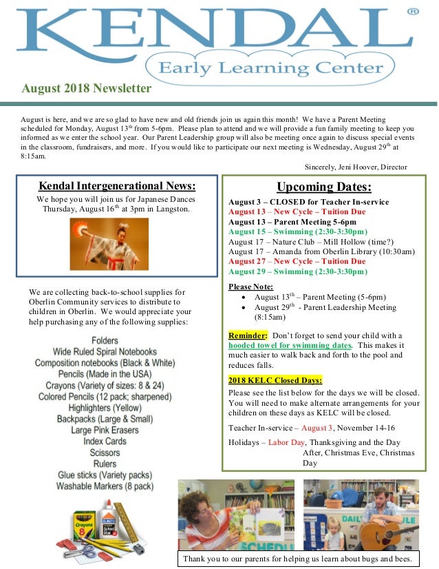 august newsletter 2018