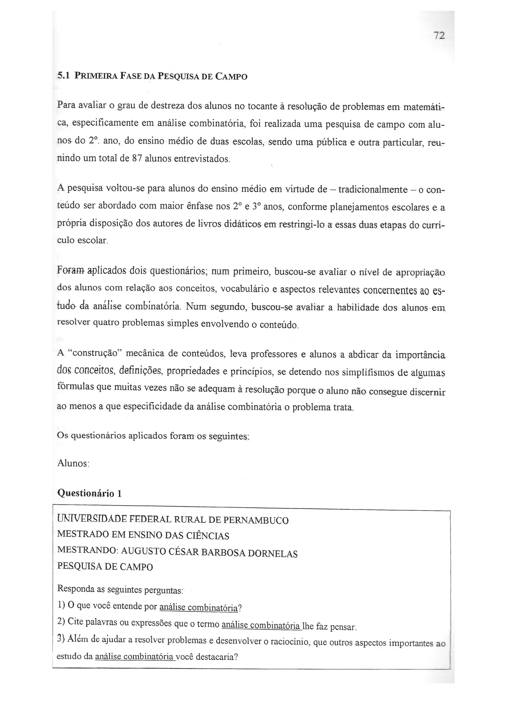 O Princípio Multiplicativo como Recurso Didático para a Resolução de Problemas de Contagem - Augusto César Barbosa Dornelas - Dissertação de Mestrado