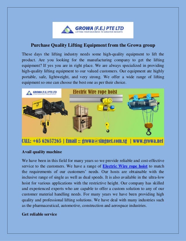 Purchase Quality Lifting Equipment from the Growa group