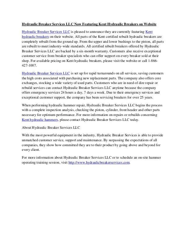 Kent hydraulic breakers