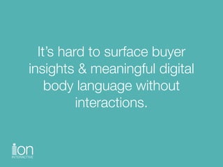 It’s hard to surface buyer
insights & meaningful digital
body language without
interactions.
 
