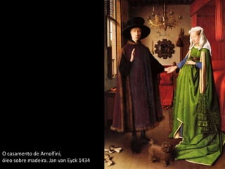 O casamento de Arnolfini,
óleo sobre madeira. Jan van Eyck 1434
 