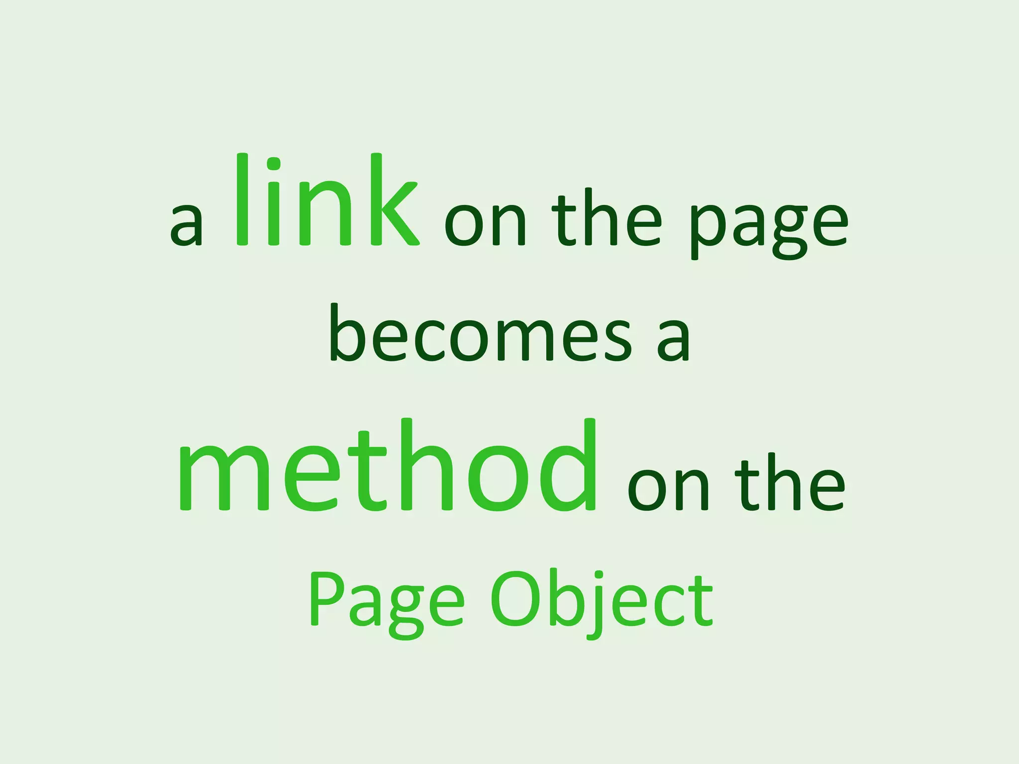a link on the page becomes a method on the Page Object 