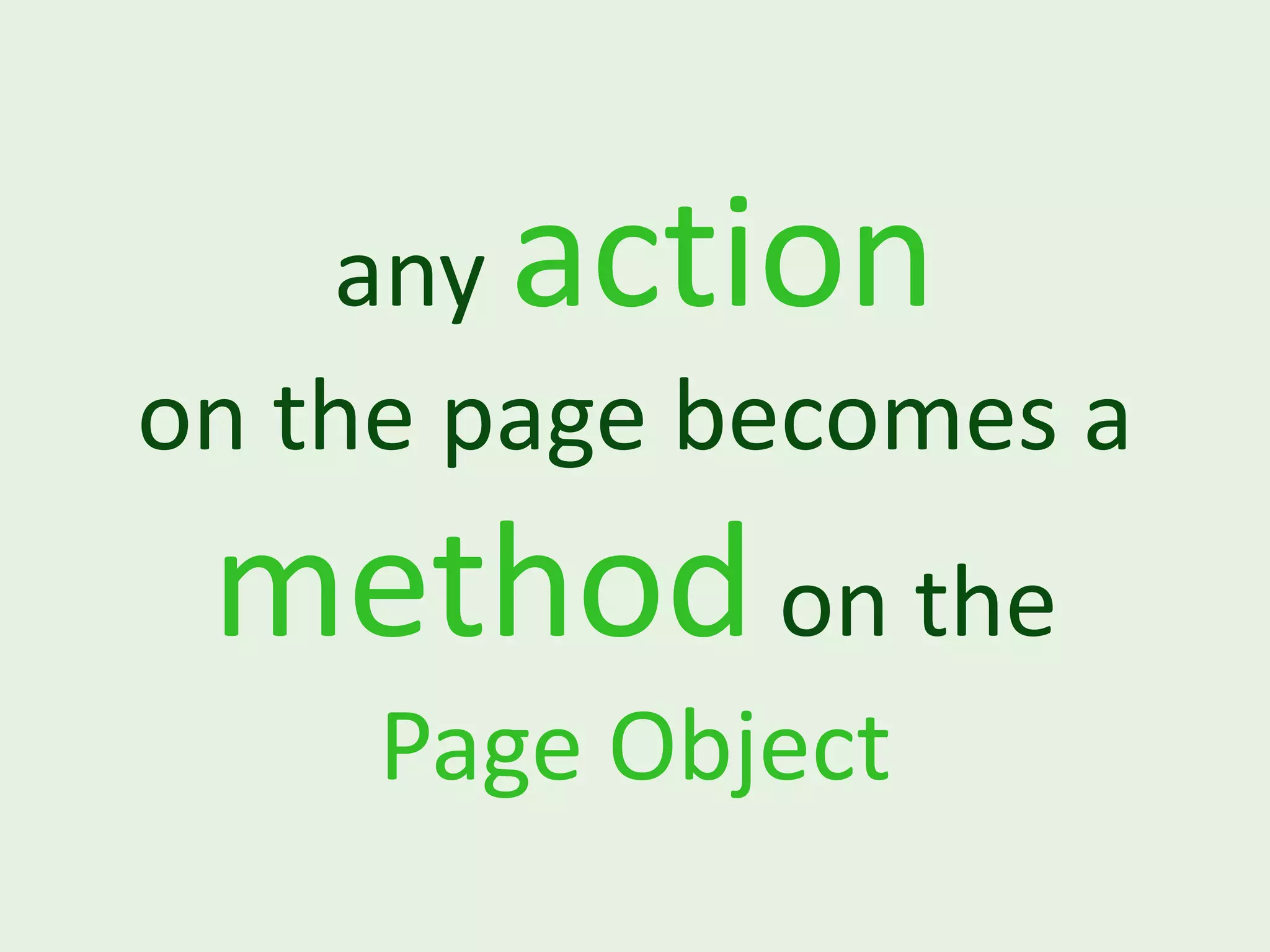 anyaction on the page becomes a method on the Page Object 