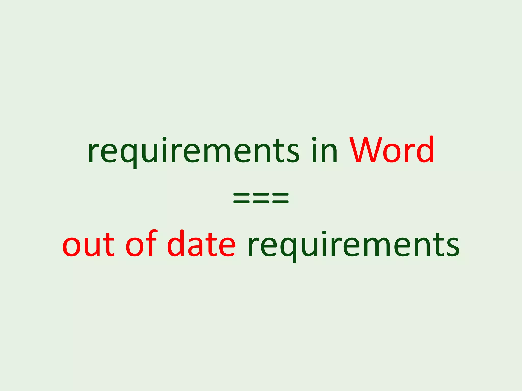 requirements in Word === out of date requirements 