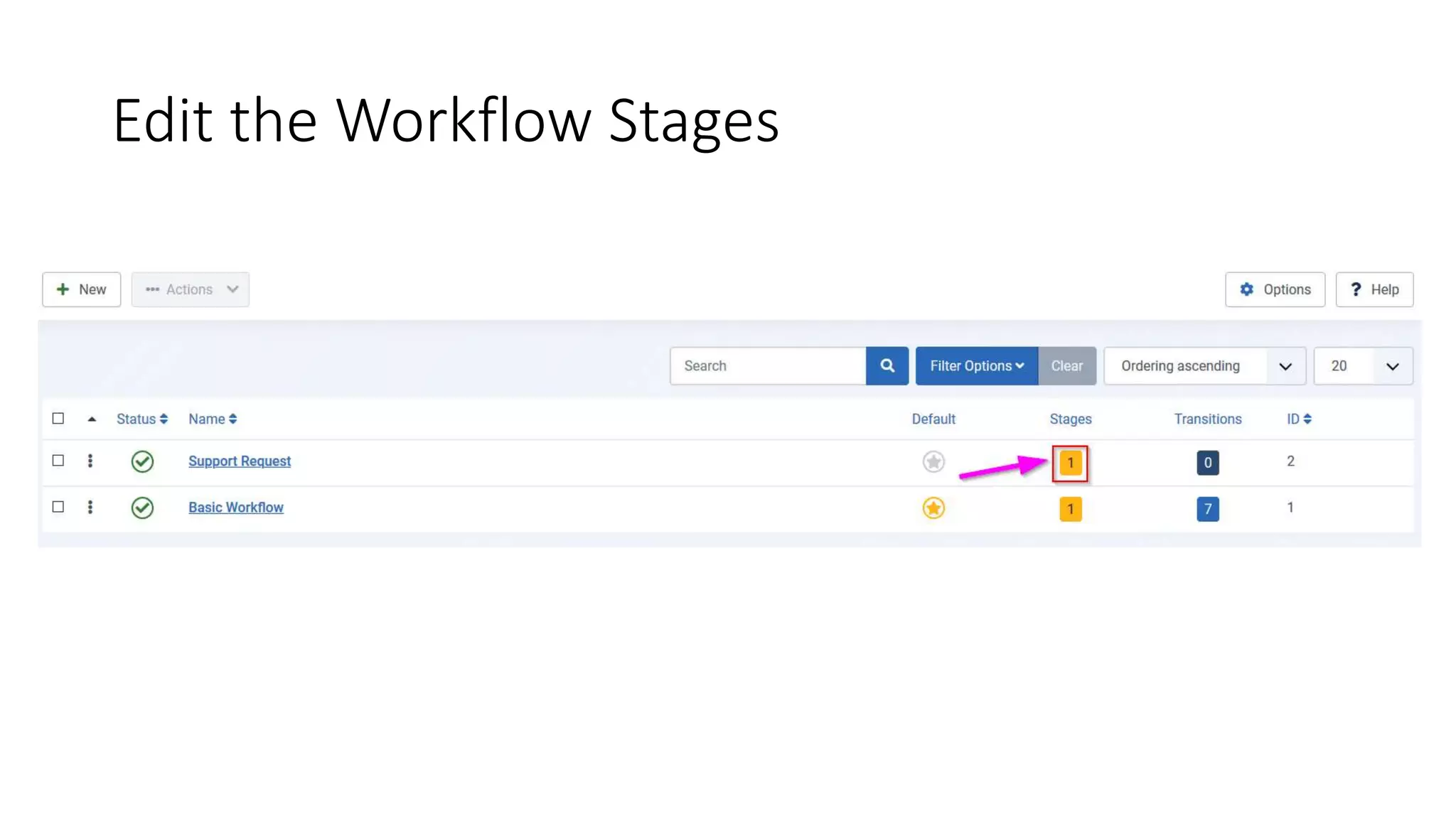 Edit the Workflow Stages
 