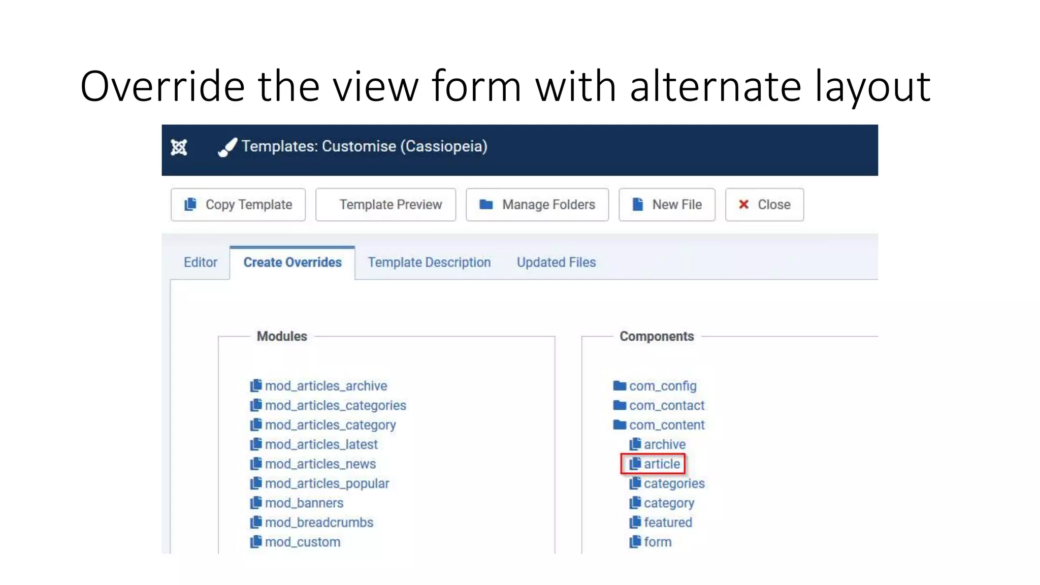 Override the view form with alternate layout
 