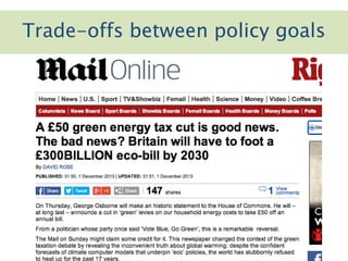 Trade-offs between policy goals
 
