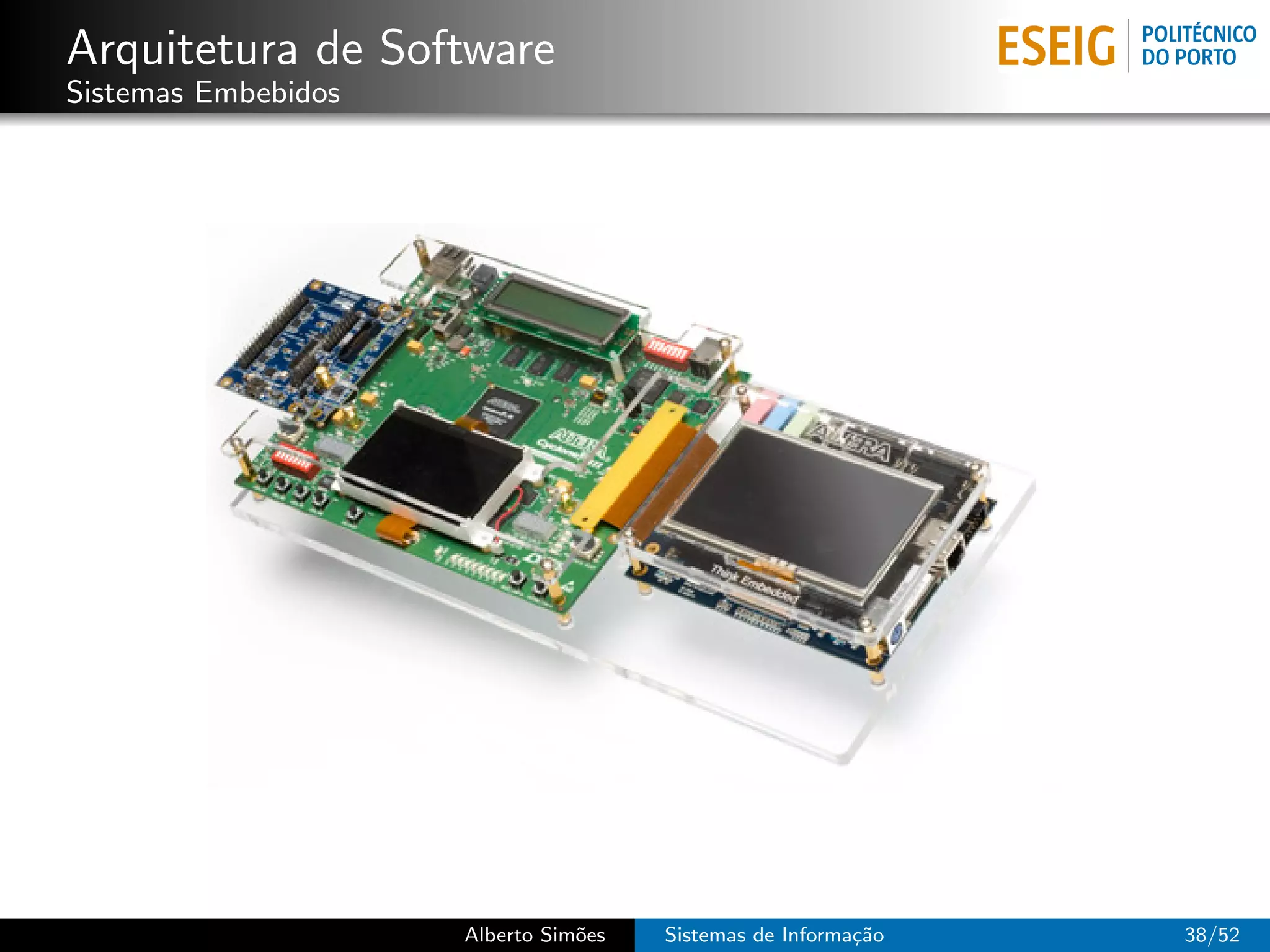 Arquitetura de Software
Sistemas Embebidos




                     Alberto Sim˜es
                                o     Sistemas de Informa¸˜o
                                                         ca    38/52
 