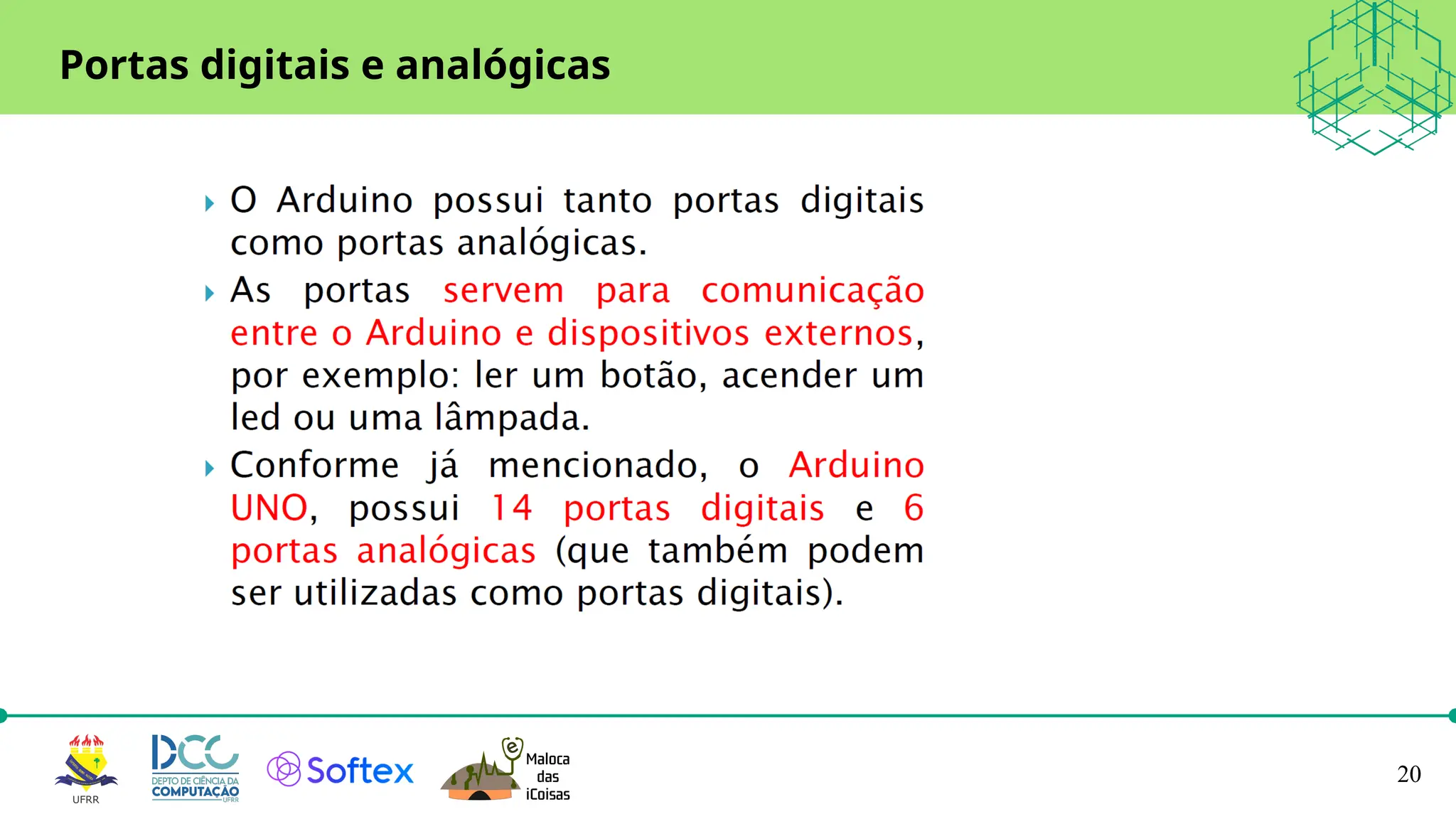 20
Portas digitais e analógicas
 
