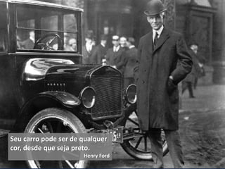 Seu carro pode ser de qualquer
cor, desde que seja preto.
Henry Ford
 