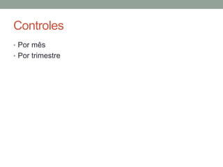 Controles
• Por mês
• Por trimestre

 