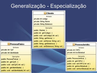 Generalização - Especialização
 
