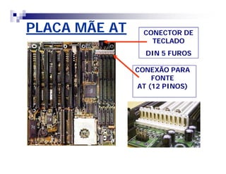 PLACA MÃE ATPLACA MÃE AT
CONEXÃO PARA
FONTE
AT (12 PINOS)
CONECTOR DE
TECLADO
DIN 5 FUROS
 