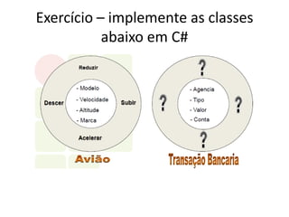 Exercício – implemente as classes
abaixo em C#
 