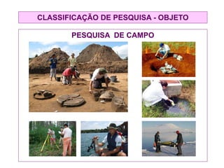 CLASSIFICAÇÃO DE PESQUISA - OBJETO
PESQUISA DE CAMPO
 