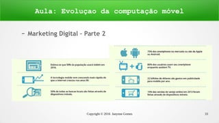 Copyright © 2016 Janynne Gomes 33
– Marketing Digital – Parte 2
Aula: Evoluçao da computação móvel
 