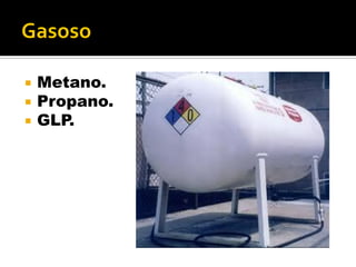 Metano.
 Propano.
 GLP.
 