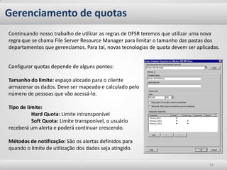 Agenda30Group Policies30Gerência de arquivos45Gerência de quotas90Servidor Web90Servidor FTP90Windows Deployment System90Windows Server Update Services90Exchange 200730Office Communicator1212