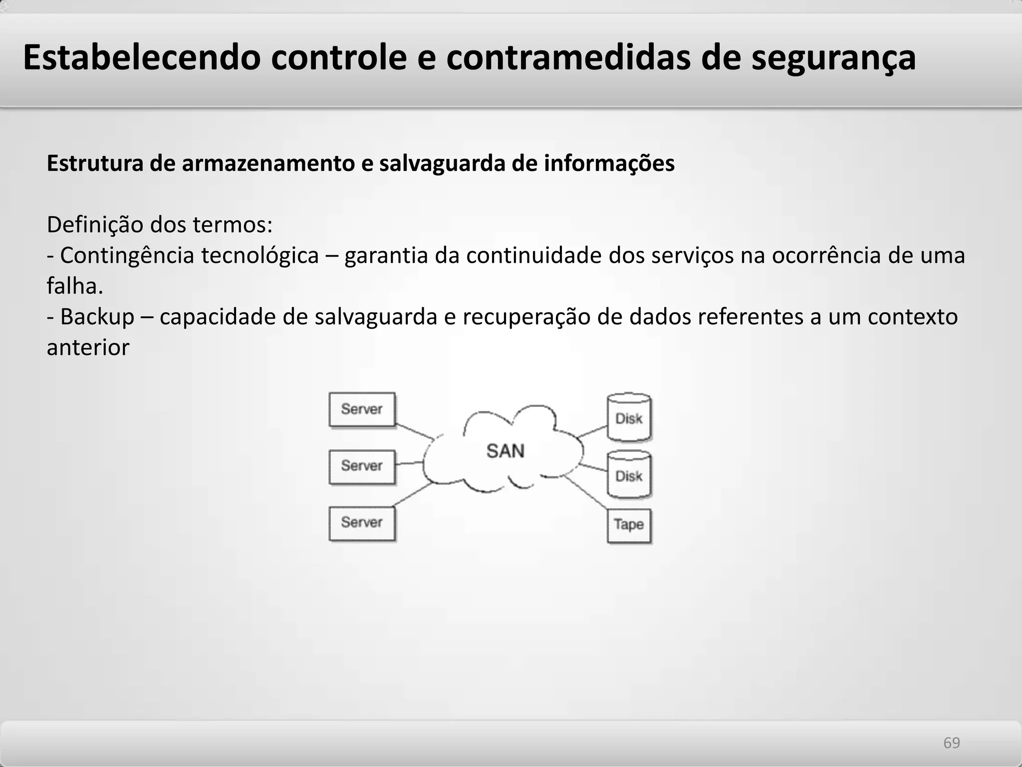 Estabelecendo controle e contramedidas de segurança Estações de rede seguras As estações de trabalho da rede internas que forem consideradas mais críticas requerem os mesmos cuidados dos Laptop´s e Notebook´s. Impedimento de instalação de software é um requerimento importante. Licenciamento corporativo é coisa séria. A utilização de FreeWare pode comprometer tanto a privacidade quanto a performance das máquinas. Controle de atualização dos antivírus e do comportamento das estações se fazem necessários. Cuidados especiais devem ser tomados com os Browsers. Configurações de segurança e consciência sobre os ataques são fortes pontos de apoio para minimizar os riscos. 6565