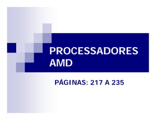 PROCESSADORES 
AMD 
PÁGINAS: 217 A 235 
 