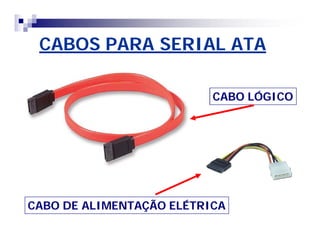CABOS PARA SERIAL ATA 
CABO LÓGICO 
CABO DE ALIMENTAÇÃO ELÉTRICA 
 