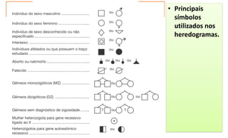 • Principais
símbolos
utilizados nos
heredogramas.
 