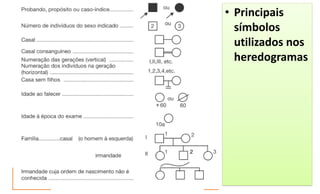 • Principais
símbolos
utilizados nos
heredogramas
 