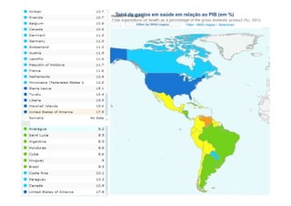 Total de gastos em saúde em relação ao PIB (em %)
 