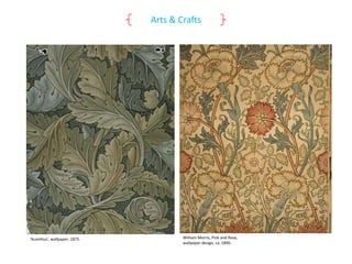 Arts & Crafts

'Acanthus', wallpaper, 1875.

William Morris, Pink and Rose,
wallpaper design, ca. 1890.

 
