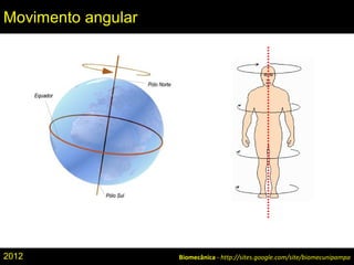 Biomecânica - http://sites.google.com/site/biomecunipampa
Movimento angular
2012
 