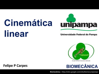 Biomecânica - http://sites.google.com/site/biomecunipampa
Felipe P Carpes
Cinemática
linear
BIOMECÂNICA
 