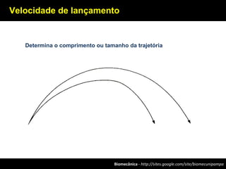 Biomecânica - http://sites.google.com/site/biomecunipampa
Determina o comprimento ou tamanho da trajetória
Velocidade de lançamento
 