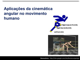 Biomecânica - http://sites.google.com/site/biomecunipampa
Aplicações da cinemática
angular no movimento
humano
 