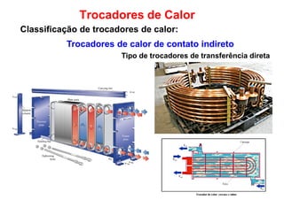 Tipo de trocadores de transferência direta
Trocadores de Calor
Classificação de trocadores de calor:
Trocadores de calor de contato indireto
 