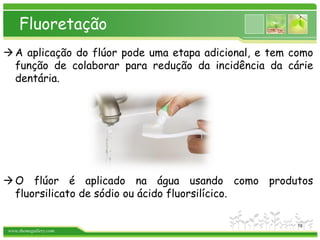www.themegallery.com
Fluoretação
A aplicação do flúor pode uma etapa adicional, e tem como
função de colaborar para redução da incidência da cárie
dentária.
O flúor é aplicado na água usando como produtos
fluorsilicato de sódio ou ácido fluorsilícico.
19
 