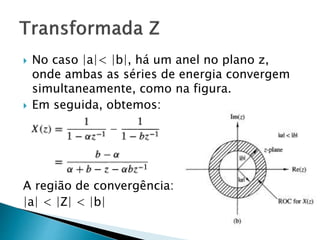  No caso |a|< |b|, há um anel no plano z,
onde ambas as séries de energia convergem
simultaneamente, como na figura.
 Em seguida, obtemos:
A região de convergência:
|a| < |Z| < |b|
 