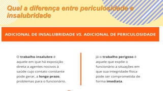 Qual a diferença entre periculosidade e
insalubridade
 