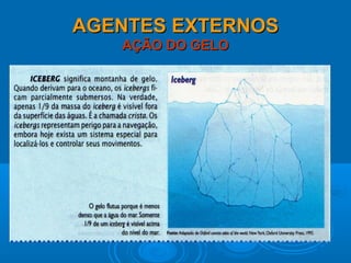 AGENTES EXTERNOSAGENTES EXTERNOS
AÇÃO DO GELOAÇÃO DO GELO
 
