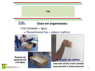 CAL
70
Intervalo 10 dias entre camada
para permitir o endurecimento
 