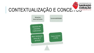 CONTEXTUALIZAÇÃO E CONCEITOS
Relações
Internacionais
Sustentabilidade
 