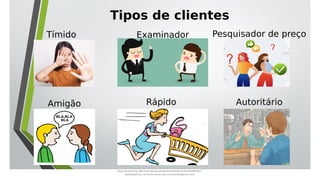 Tipos de clientes
Tímido Examinador Pesquisador de preço
Amigão Rápido Autoritário
Document shared on https://www.docsity.com/pt/aula-atendente-de-farmacia/5033501/
Downloaded by: fernando-santos-oob (nandoscoth@gmail.com)
 