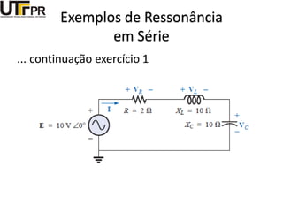 Exemplos de Ressonância
em Série
... continuação exercício 1
 