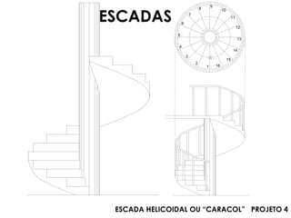 9


ESCADAS
                                   8                10
                           7
                                                          11
                   6
                                                               12
               5
                                                               13
               4
                                                              14
                       3
                                                         15
                               2
                                       1       16




 ESCADA HELICOIDAL OU “CARACOL” PROJETO 4
 
