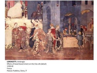 LORENZETTI, Ambrogio
Effects of Good Government on the City Life (detail)
1338-40
Fresco
Palazzo Pubblico, Siena, IT
 